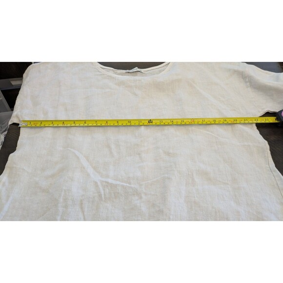 Terzo Millennio Womens Linen Tunic Top Medium Lagenlook Button Back Natural - Picture 8 of 9